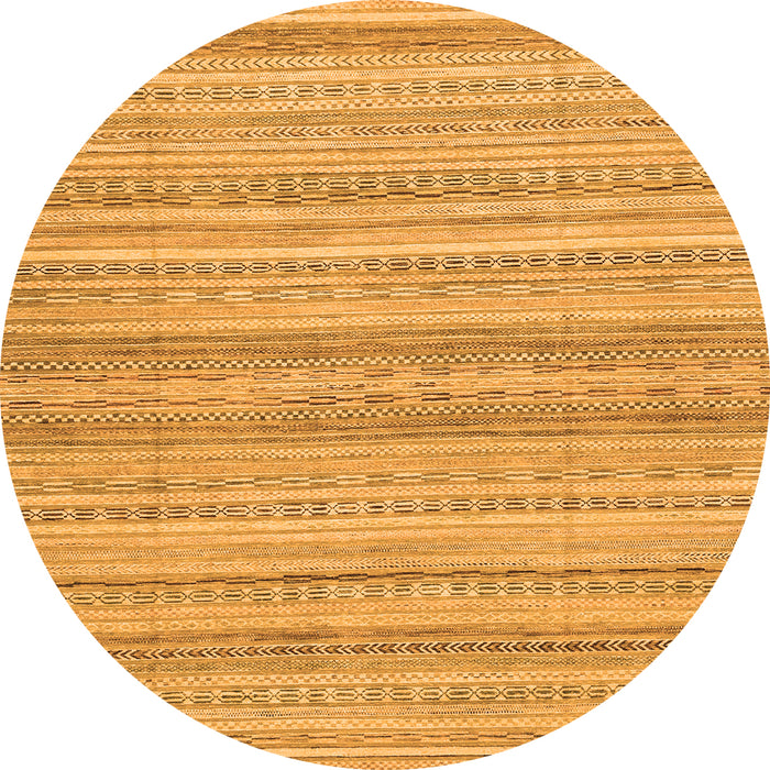 Round Machine Washable Abstract Orange Modern Area Rugs, wshabs2452org