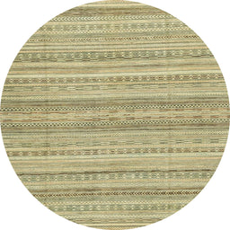 Round Machine Washable Abstract Brass Green Rug, wshabs2452
