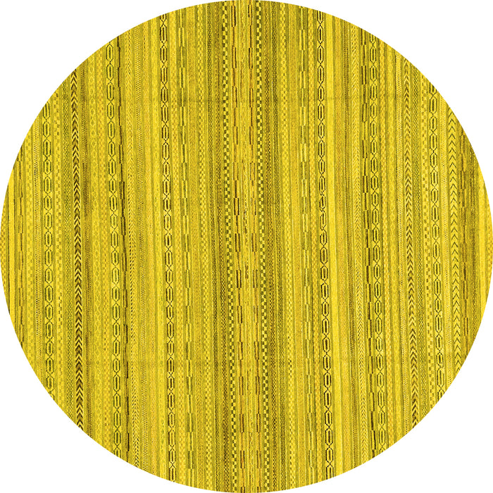 Round Abstract Yellow Modern Rug, abs2452yw