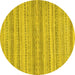 Round Abstract Yellow Modern Rug, abs2452yw