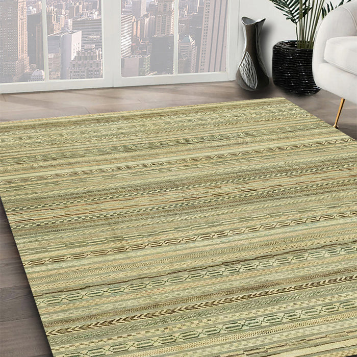 Abstract Copper Green Modern Rug in Family Room, abs2452