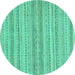 Round Abstract Turquoise Modern Rug, abs2452turq