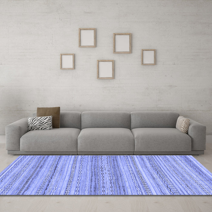 Machine Washable Abstract Blue Modern Rug in a Living Room, wshabs2452blu