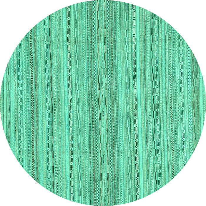 Round Machine Washable Abstract Turquoise Modern Area Rugs, wshabs2452turq