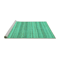 Sideview of Machine Washable Abstract Turquoise Modern Area Rugs, wshabs2452turq