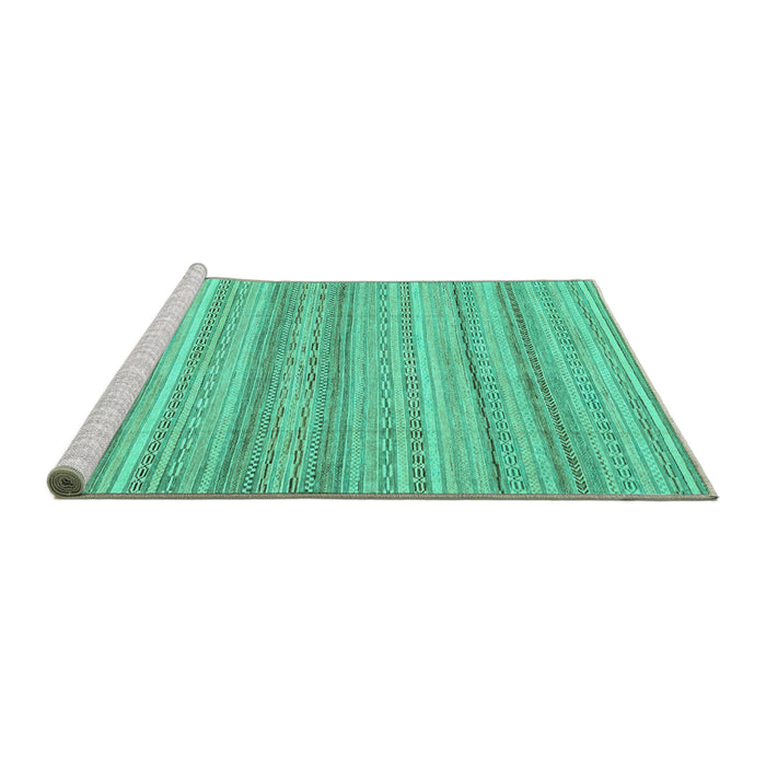 Sideview of Machine Washable Abstract Turquoise Modern Area Rugs, wshabs2452turq