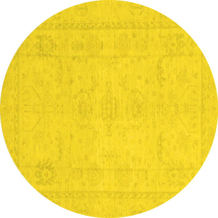 Round Machine Washable Abstract Yellow Modern Rug, wshabs2453yw