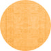 Round Machine Washable Abstract Orange Modern Area Rugs, wshabs2453org