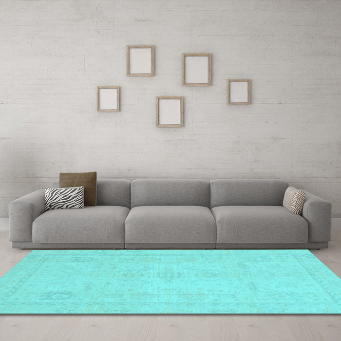 Machine Washable Abstract Light Blue Modern Rug in a Living Room, wshabs2453lblu
