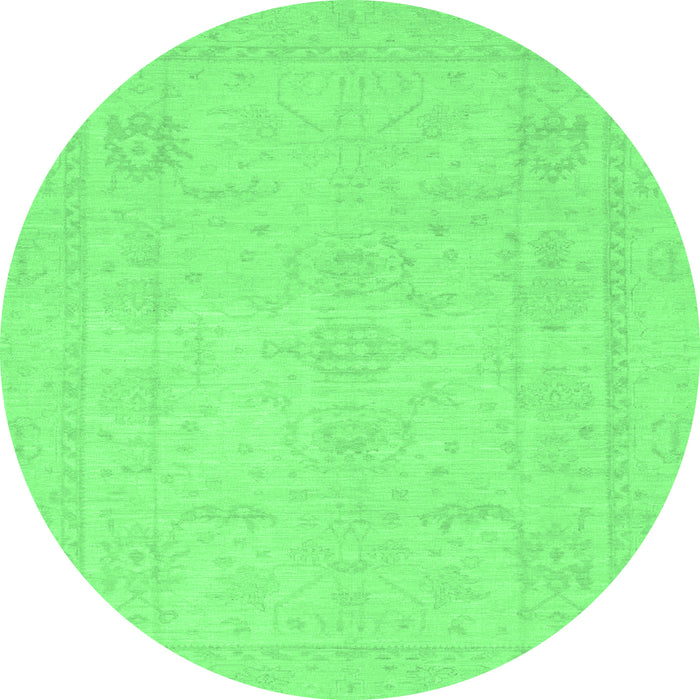 Round Machine Washable Abstract Emerald Green Modern Area Rugs, wshabs2453emgrn