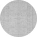 Round Machine Washable Abstract Gray Modern Rug, wshabs2453gry