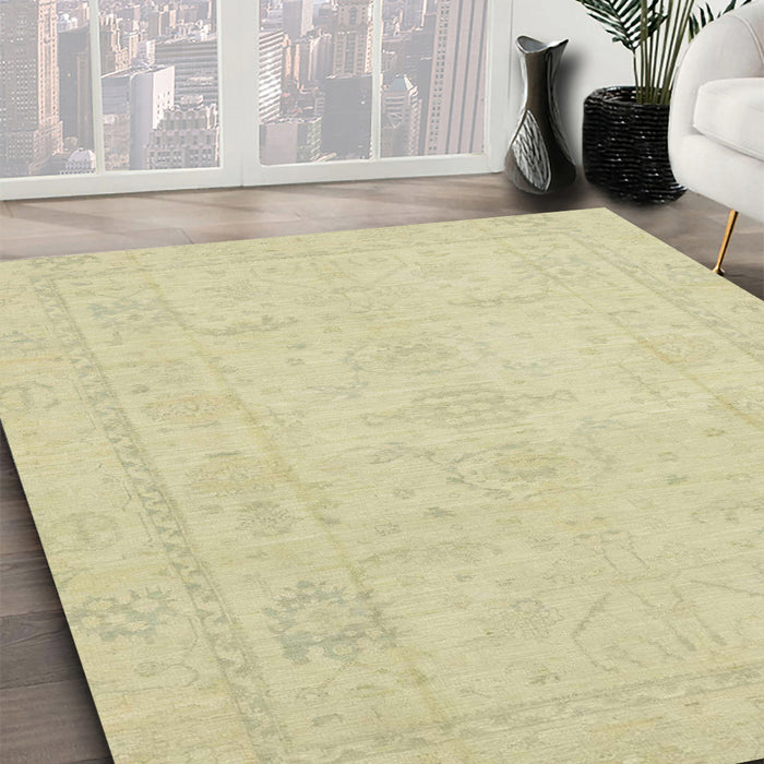 Abstract Brown Gold Modern Rug in Family Room, abs2453