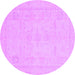 Round Abstract Purple Modern Rug, abs2453pur