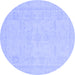 Round Abstract Blue Modern Rug, abs2453blu