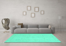 Machine Washable Abstract Turquoise Modern Area Rugs in a Living Room,, wshabs2453turq