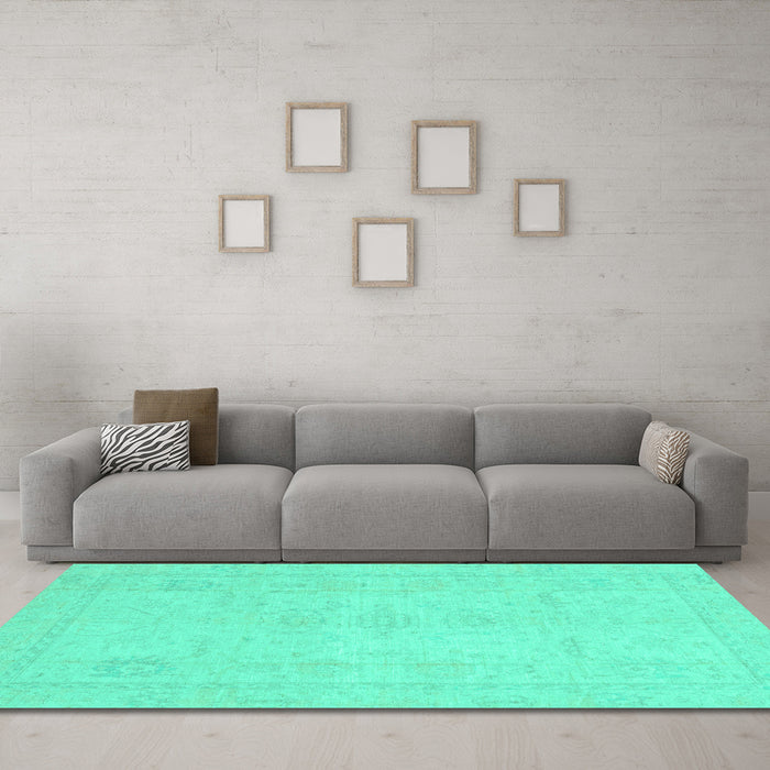 Machine Washable Abstract Turquoise Modern Area Rugs in a Living Room,, wshabs2453turq