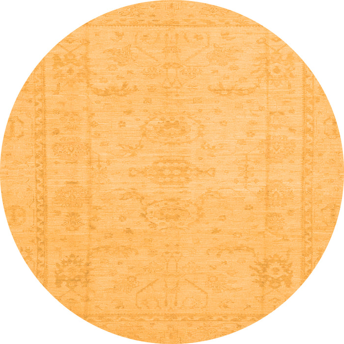 Round Abstract Orange Modern Rug, abs2453org