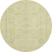 Round Abstract Brown Gold Modern Rug, abs2453