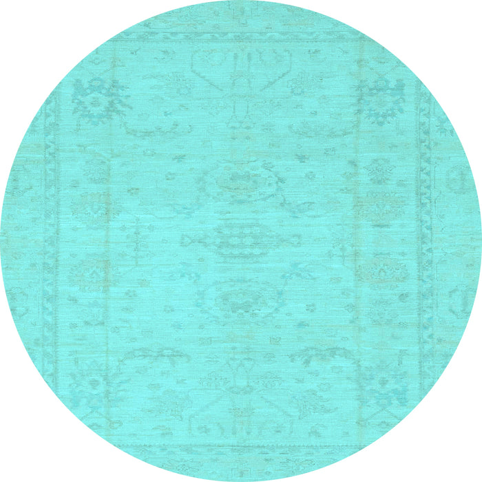 Round Abstract Light Blue Modern Rug, abs2453lblu