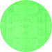 Round Abstract Green Modern Rug, abs2453grn