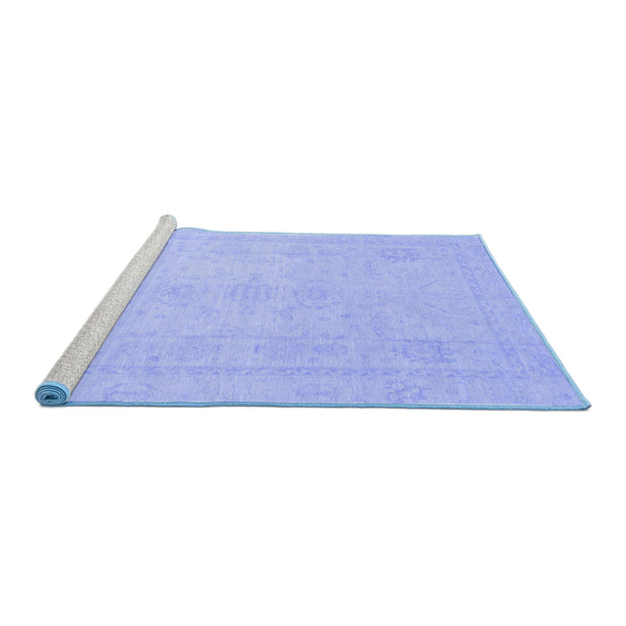Sideview of Machine Washable Abstract Blue Modern Rug, wshabs2453blu