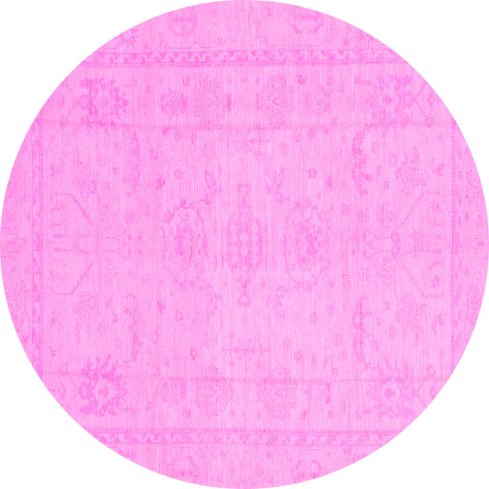 Round Machine Washable Abstract Pink Modern Rug, wshabs2453pnk