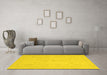 Machine Washable Abstract Yellow Modern Rug in a Living Room, wshabs2453yw