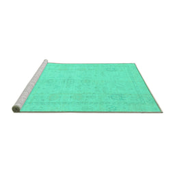 Sideview of Machine Washable Abstract Turquoise Modern Area Rugs, wshabs2453turq