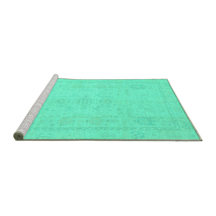 Sideview of Machine Washable Abstract Turquoise Modern Area Rugs, wshabs2453turq