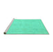 Sideview of Machine Washable Abstract Turquoise Modern Area Rugs, wshabs2453turq