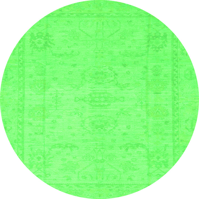 Round Machine Washable Abstract Green Modern Area Rugs, wshabs2453grn