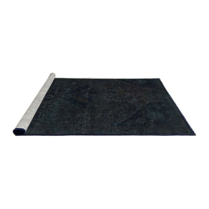 Sideview of Machine Washable Abstract Dark Slate Gray Green Rug, wshabs2454