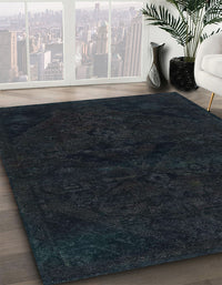 Abstract Dark Slate Gray Green Persian Rug, abs2454