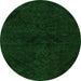 Round Machine Washable Persian Green Bohemian Area Rugs, wshabs2454grn