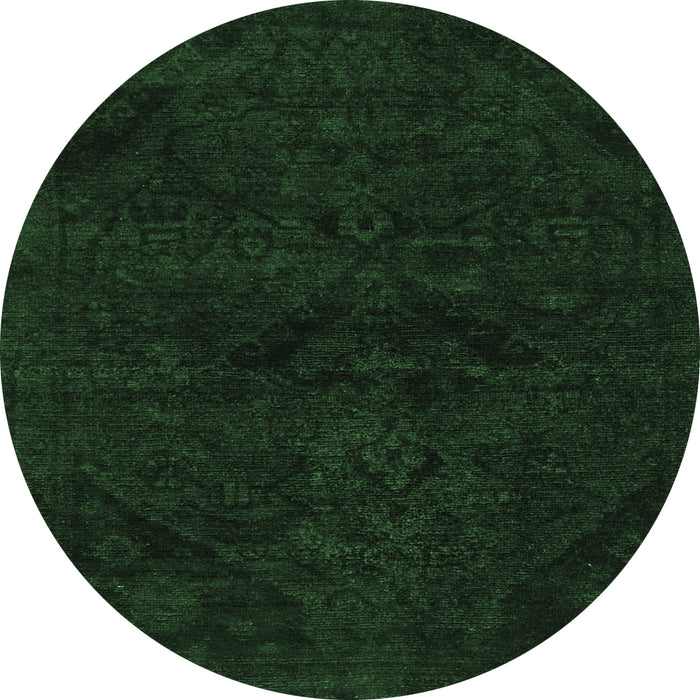 Round Machine Washable Persian Emerald Green Bohemian Area Rugs, wshabs2454emgrn