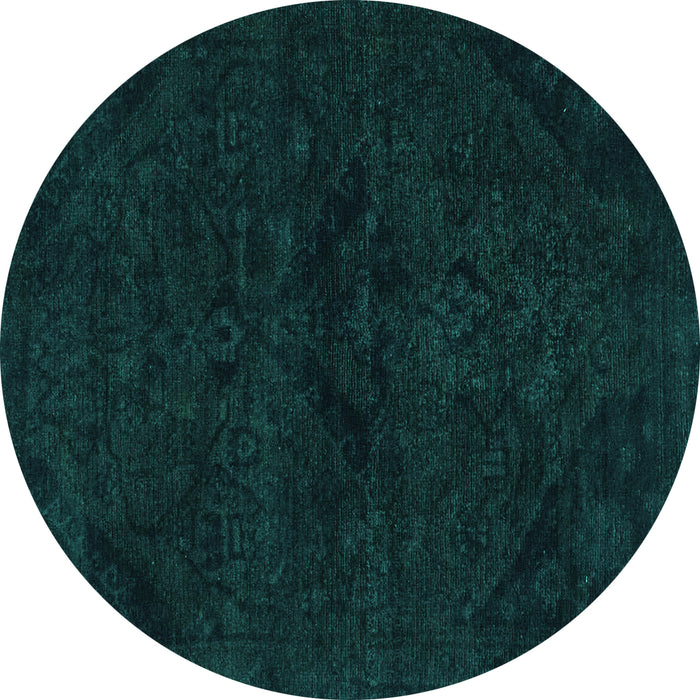 Round Machine Washable Persian Turquoise Bohemian Area Rugs, wshabs2454turq