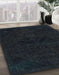 Abstract Dark Slate Gray Green Persian Rug in Family Room, abs2454