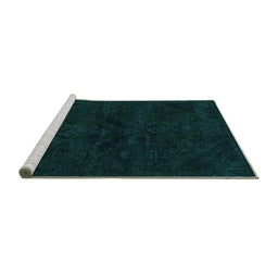 Sideview of Machine Washable Persian Turquoise Bohemian Area Rugs, wshabs2454turq