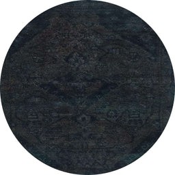 Round Abstract Dark Slate Gray Green Persian Rug, abs2454