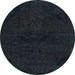 Round Abstract Dark Slate Gray Green Persian Rug, abs2454