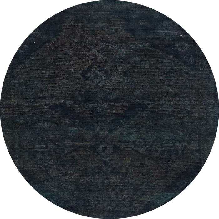 Round Machine Washable Abstract Dark Slate Gray Green Rug, wshabs2454