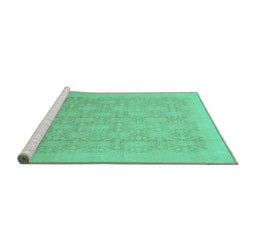 Sideview of Machine Washable Oriental Turquoise Traditional Area Rugs, wshabs2455turq