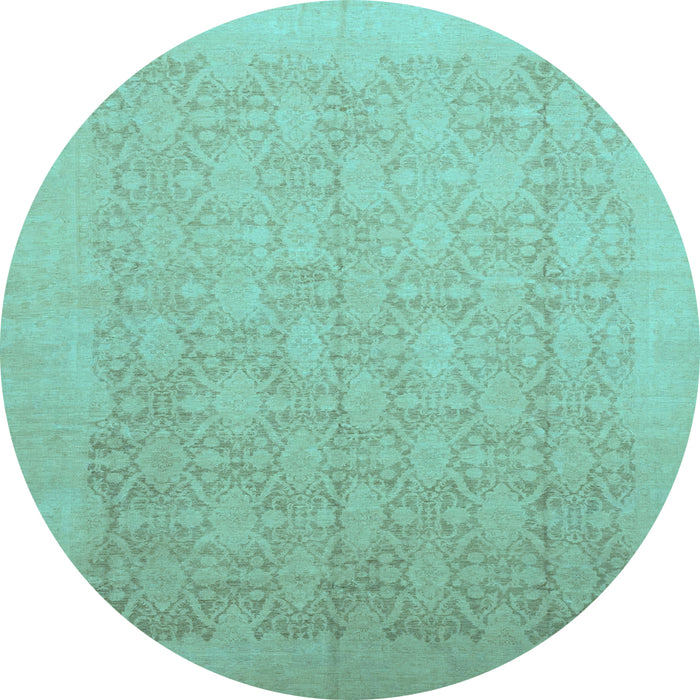 Round Oriental Light Blue Traditional Rug, abs2455lblu