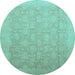 Round Oriental Light Blue Traditional Rug, abs2455lblu