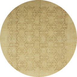 Round Machine Washable Abstract Orange Rug, wshabs2455