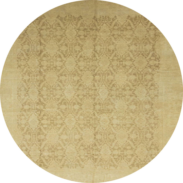 Round Abstract Orange Gold Oriental Rug, abs2455