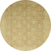 Round Abstract Orange Gold Oriental Rug, abs2455