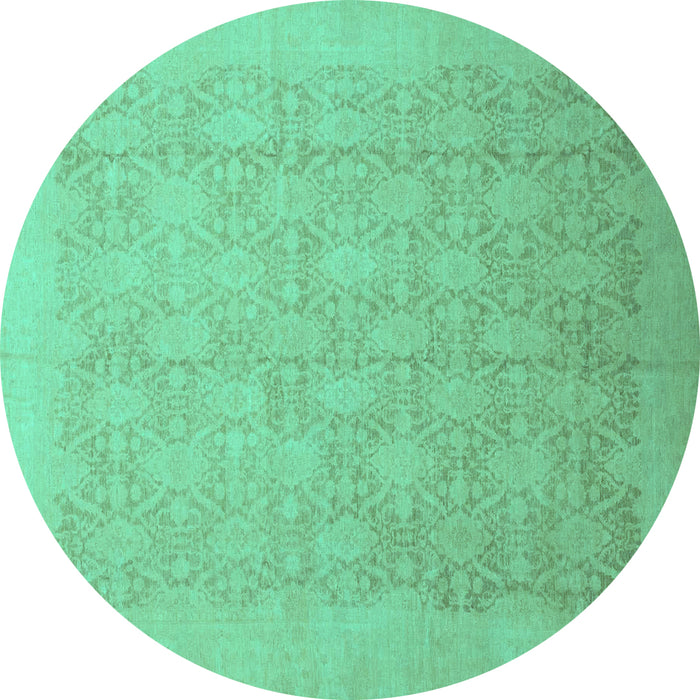 Round Oriental Turquoise Traditional Rug, abs2455turq