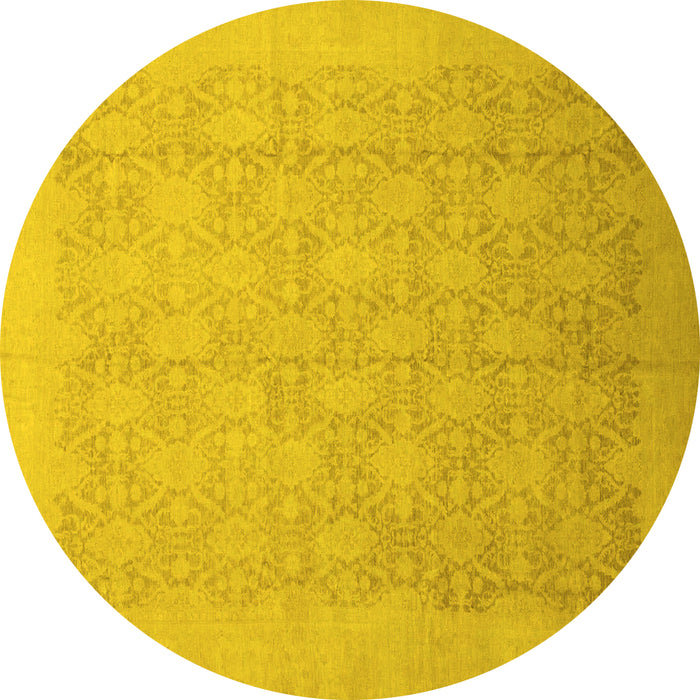 Round Oriental Yellow Traditional Rug, abs2455yw