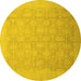 Round Oriental Yellow Traditional Rug, abs2455yw